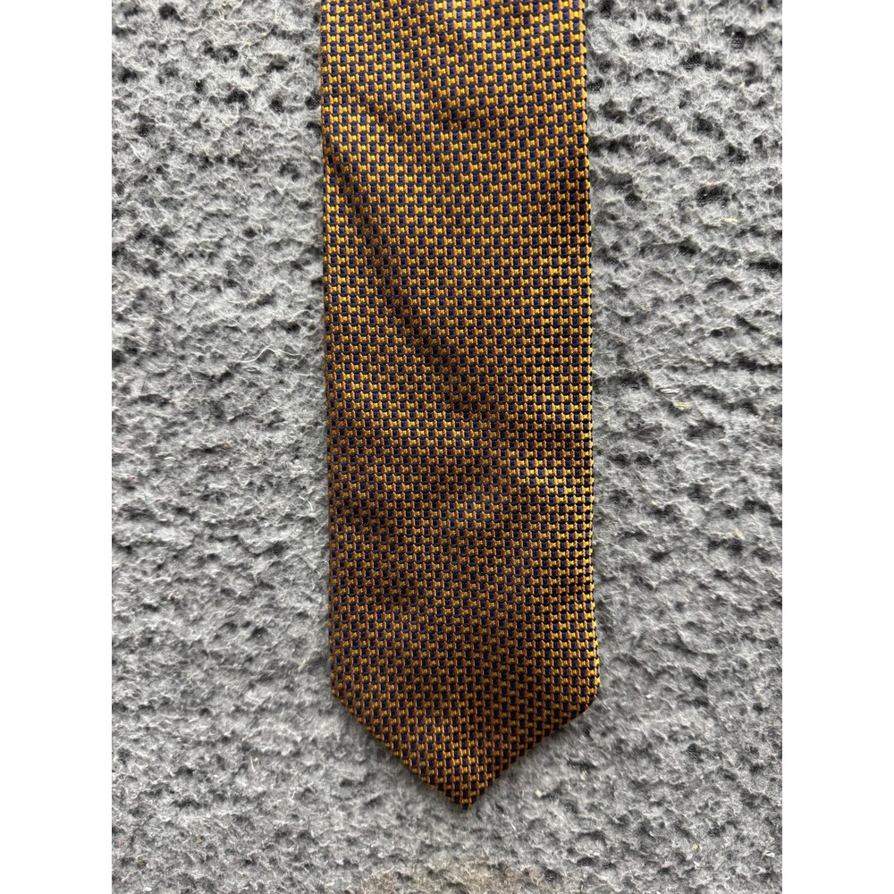 Canali Jacquard Geometric Pattern 100% Silk‎ Necktie Black Gold Made in Italy